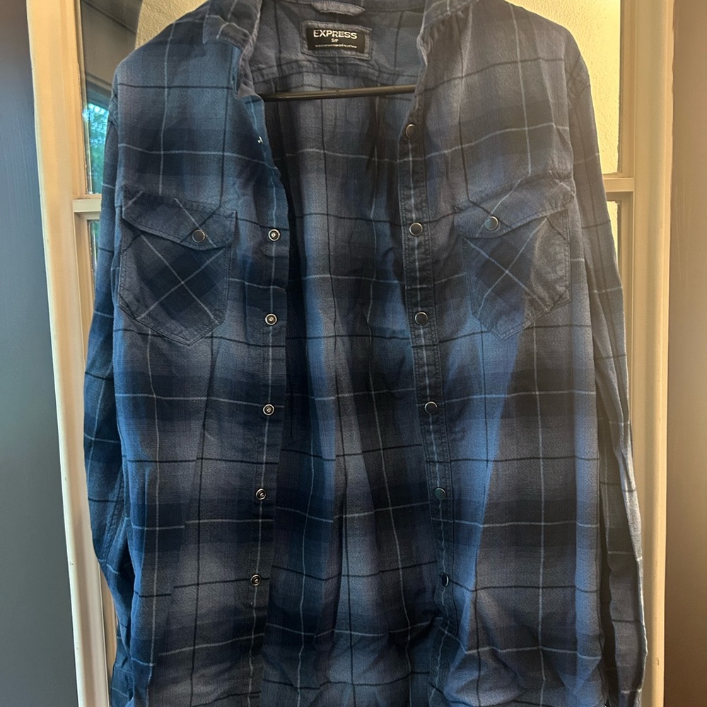 Express Navy Checkered Shirt